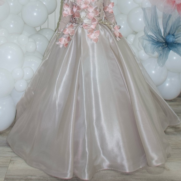 Elegant Pink and Cream Kids Dress